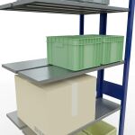 Anbauregal, Doppelregal, Fachbodenregal Stecksystem MULTIplus150, 3000 x 1000 x (2x300) mm (HxBxT), 2x7 Fachböden, Längenriegel, RAL 5010 enzianblau/verzinkt