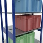 Grundregal, Doppelregal, Fachbodenregal Stecksystem MULTIplus150, 2500 x 1000 x (2x400) mm (HxBxT), 2x6 Fachböden, Längenriegel, RAL 5010 enzianblau/verzinkt