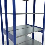 Grundregal, Doppelregal, Fachbodenregal Stecksystem MULTIplus150, 2500 x 1000 x (2x400) mm (HxBxT), 2x6 Fachböden, Längenriegel, RAL 5010 enzianblau/verzinkt