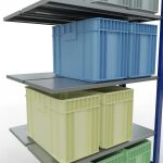 Anbauregal, Doppelregal, Fachbodenregal Stecksystem MULTIplus150, 2000 x 1000 x (2x400) mm (HxBxT), 2x5 Fachböden, Längenriegel, RAL 5010 enzianblau/verzinkt