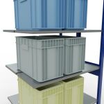 Anbauregal, Doppelregal, Fachbodenregal Stecksystem MULTIplus150, 2500 x 1000 x (2x400) mm (HxBxT), 2x6 Fachböden, Längenriegel, RAL 5010 enzianblau/verzinkt