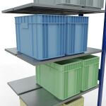 Anbauregal, Doppelregal, Fachbodenregal Stecksystem MULTIplus150, 3000 x 1000 x (2x400) mm (HxBxT), 2x7 Fachböden, Längenriegel, RAL 5010 enzianblau/verzinkt