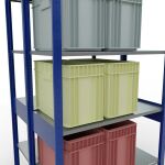 Grundregal, Doppelregal, Fachbodenregal Stecksystem MULTIplus150, 2500 x 1000 x (2x500) mm (HxBxT), 2x6 Fachböden, Längenriegel, RAL 5010 enzianblau/verzinkt