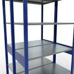 Grundregal, Doppelregal, Fachbodenregal Stecksystem MULTIplus150, 2500 x 1000 x (2x500) mm (HxBxT), 2x6 Fachböden, Längenriegel, RAL 5010 enzianblau/verzinkt