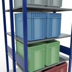 Grundregal, Doppelregal, Fachbodenregal Stecksystem MULTIplus150, 3000 x 1000 x (2x500) mm (HxBxT), 2x7 Fachböden, Längenriegel, RAL 5010 enzianblau/verzinkt