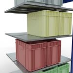 Anbauregal, Doppelregal, Fachbodenregal Stecksystem MULTIplus150, 2000 x 1000 x (2x500) mm (HxBxT), 2x5 Fachböden, Längenriegel, RAL 5010 enzianblau/verzinkt