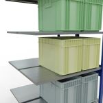 Anbauregal, Doppelregal, Fachbodenregal Stecksystem MULTIplus150, 2500 x 1000 x (2x500) mm (HxBxT), 2x6 Fachböden, Längenriegel, RAL 5010 enzianblau/verzinkt