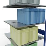 Anbauregal, Doppelregal, Fachbodenregal Stecksystem MULTIplus150, 3000 x 1000 x (2x500) mm (HxBxT), 2x7 Fachböden, Längenriegel, RAL 5010 enzianblau/verzinkt