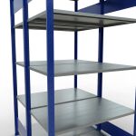 Grundregal, Doppelregal, Fachbodenregal Stecksystem MULTIplus150, 2000 x 1000 x (2x600) mm (HxBxT), 2x5 Fachböden, Längenriegel, RAL 5010 enzianblau/verzinkt