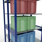 Grundregal, Doppelregal, Fachbodenregal Stecksystem MULTIplus150, 2500 x 1000 x (2x600) mm (HxBxT), 2x6 Fachböden, Längenriegel, RAL 5010 enzianblau/verzinkt