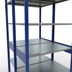 Grundregal, Doppelregal, Fachbodenregal Stecksystem MULTIplus150, 2500 x 1000 x (2x600) mm (HxBxT), 2x6 Fachböden, Längenriegel, RAL 5010 enzianblau/verzinkt