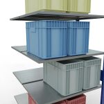 Anbauregal, Doppelregal, Fachbodenregal Stecksystem MULTIplus150, 3000 x 1000 x (2x600) mm (HxBxT), 2x7 Fachböden, Längenriegel, RAL 5010 enzianblau/verzinkt