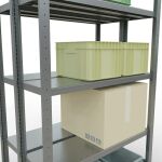 Grundregal, Doppelregal, Fachbodenregal Stecksystem MULTIplus250, 2000 x 1000 x (2x300) mm (HxBxT), 2x5 Fachböden, Längenriegel, verzinkt