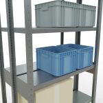 Grundregal, Doppelregal, Fachbodenregal Stecksystem MULTIplus250, 2500 x 1000 x (2x300) mm (HxBxT), 2x6 Fachböden, Längenriegel, verzinkt