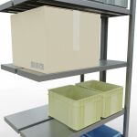 Anbauregal, Doppelregal, Fachbodenregal Stecksystem MULTIplus250, 2000 x 1000 x (2x300) mm (HxBxT), 2x5 Fachböden, Längenriegel, verzinkt