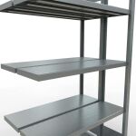 Anbauregal, Doppelregal, Fachbodenregal Stecksystem MULTIplus250, 2000 x 1000 x (2x300) mm (HxBxT), 2x5 Fachböden, Längenriegel, verzinkt