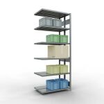 Anbauregal, Doppelregal, Fachbodenregal Stecksystem MULTIplus250, 2500 x 1000 x (2x300) mm (HxBxT), 2x6 Fachböden, Längenriegel, verzinkt