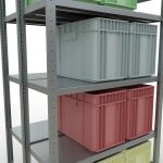 Grundregal, Doppelregal, Fachbodenregal Stecksystem MULTIplus250, 2000 x 1000 x (2x400) mm (HxBxT), 2x5 Fachböden, Längenriegel, verzinkt