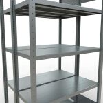 Grundregal, Doppelregal, Fachbodenregal Stecksystem MULTIplus250, 2000 x 1000 x (2x400) mm (HxBxT), 2x5 Fachböden, Längenriegel, verzinkt