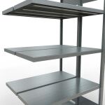 Anbauregal, Doppelregal, Fachbodenregal Stecksystem MULTIplus250, 2000 x 1000 x (2x400) mm (HxBxT), 2x5 Fachböden, Längenriegel, verzinkt