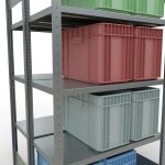 Grundregal, Doppelregal, Fachbodenregal Stecksystem MULTIplus250, 2000 x 1000 x (2x500) mm (HxBxT), 2x5 Fachböden, Längenriegel, verzinkt