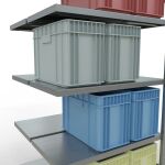 Anbauregal, Doppelregal, Fachbodenregal Stecksystem MULTIplus250, 2000 x 1000 x (2x500) mm (HxBxT), 2x5 Fachböden, Längenriegel, verzinkt