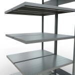 Anbauregal, Doppelregal, Fachbodenregal Stecksystem MULTIplus250, 2000 x 1000 x (2x500) mm (HxBxT), 2x5 Fachböden, Längenriegel, verzinkt