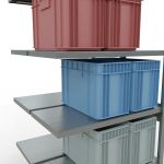 Anbauregal, Doppelregal, Fachbodenregal Stecksystem MULTIplus250, 2500 x 1000 x (2x500) mm (HxBxT), 2x6 Fachböden, Längenriegel, verzinkt