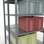 Grundregal, Doppelregal, Fachbodenregal Stecksystem MULTIplus250, 2500 x 1000 x (2x600) mm (HxBxT), 2x6 Fachböden, Längenriegel, verzinkt