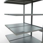 Anbauregal, Doppelregal, Fachbodenregal Stecksystem MULTIplus250, 2500 x 1000 x (2x600) mm (HxBxT), 2x6 Fachböden, Längenriegel, verzinkt