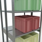 Grundregal, Doppelregal, Fachbodenregal Stecksystem MULTIplus250, 3000 x 1000 x (2x400) mm (HxBxT), 2x7 Fachböden, Längenriegel, verzinkt