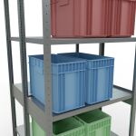 Grundregal, Doppelregal, Fachbodenregal Stecksystem MULTIplus250, 3000 x 1000 x (2x500) mm (HxBxT), 2x7 Fachböden, Längenriegel, verzinkt