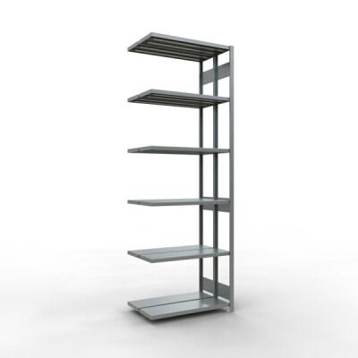 Anbauregal, Doppelregal, Fachbodenregal Stecksystem MULTIplus250, 3000 x 1000 x (2x300) mm (HxBxT), 2x7 Fachböden, Längenriegel, verzinkt