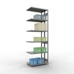 Anbauregal, Doppelregal, Fachbodenregal Stecksystem MULTIplus250, 3000 x 1000 x (2x300) mm (HxBxT), 2x7 Fachböden, Längenriegel, verzinkt