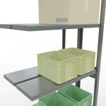 Anbauregal, Doppelregal, Fachbodenregal Stecksystem MULTIplus250, 3000 x 1000 x (2x300) mm (HxBxT), 2x7 Fachböden, Längenriegel, verzinkt