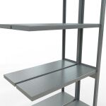 Anbauregal, Doppelregal, Fachbodenregal Stecksystem MULTIplus250, 3000 x 1000 x (2x300) mm (HxBxT), 2x7 Fachböden, Längenriegel, verzinkt