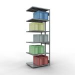 Anbauregal, Doppelregal, Fachbodenregal Stecksystem MULTIplus250, 3000 x 1000 x (2x400) mm (HxBxT), 2x7 Fachböden, Längenriegel, verzinkt