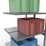 Anbauregal, Doppelregal, Fachbodenregal Stecksystem MULTIplus250, 3000 x 1000 x (2x500) mm (HxBxT), 2x7 Fachböden, Längenriegel, verzinkt