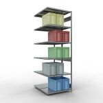 Anbauregal, Doppelregal, Fachbodenregal Stecksystem MULTIplus250, 3000 x 1000 x (2x600) mm (HxBxT), 2x7 Fachböden, Längenriegel, verzinkt