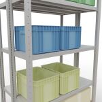 Grundregal, Doppelregal, Fachbodenregal Stecksystem MULTIplus250, 2000 x 1000 x (2x300) mm (HxBxT), 2x5 Fachböden, Längenriegel, RAL 7035 lichtgrau