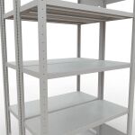 Grundregal, Doppelregal, Fachbodenregal Stecksystem MULTIplus250, 2000 x 1000 x (2x400) mm (HxBxT), 2x5 Fachböden, Längenriegel, RAL 7035 lichtgrau