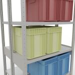 Grundregal, Doppelregal, Fachbodenregal Stecksystem MULTIplus250, 2500 x 1000 x (2x400) mm (HxBxT), 2x6 Fachböden, Längenriegel, RAL 7035 lichtgrau