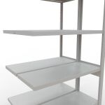 Anbauregal, Doppelregal, Fachbodenregal Stecksystem MULTIplus250, 2500 x 1000 x (2x400) mm (HxBxT), 2x6 Fachböden, Längenriegel, RAL 7035 lichtgrau