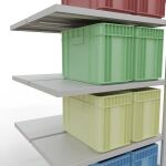 Anbauregal, Doppelregal, Fachbodenregal Stecksystem MULTIplus250, 2000 x 1000 x (2x500) mm (HxBxT), 2x5 Fachböden, Längenriegel, RAL 7035 lichtgrau