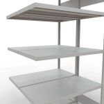 Anbauregal, Doppelregal, Fachbodenregal Stecksystem MULTIplus250, 2000 x 1000 x (2x500) mm (HxBxT), 2x5 Fachböden, Längenriegel, RAL 7035 lichtgrau