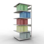 Anbauregal, Doppelregal, Fachbodenregal Stecksystem MULTIplus250, 2500 x 1000 x (2x500) mm (HxBxT), 2x6 Fachböden, Längenriegel, RAL 7035 lichtgrau