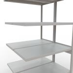 Anbauregal, Doppelregal, Fachbodenregal Stecksystem MULTIplus250, 2500 x 1000 x (2x500) mm (HxBxT), 2x6 Fachböden, Längenriegel, RAL 7035 lichtgrau