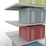 Anbauregal, Doppelregal, Fachbodenregal Stecksystem MULTIplus250, 2000 x 1000 x (2x600) mm (HxBxT), 2x5 Fachböden, Längenriegel, RAL 7035 lichtgrau