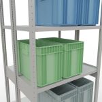 Grundregal, Doppelregal, Fachbodenregal Stecksystem MULTIplus250, 3000 x 1000 x (2x400) mm (HxBxT), 2x7 Fachböden, Längenriegel, RAL 7035 lichtgrau