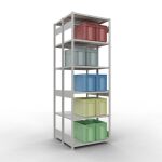 Grundregal, Doppelregal, Fachbodenregal Stecksystem MULTIplus250, 3000 x 1000 x (2x500) mm (HxBxT), 2x7 Fachböden, Längenriegel, RAL 7035 lichtgrau